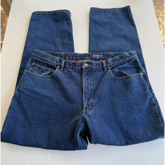 Eddie Bauer Jeans Flannel Lined Men’s Work Barn Casual Outdoor Cotton 40 X 32 - Picture 1 of 6